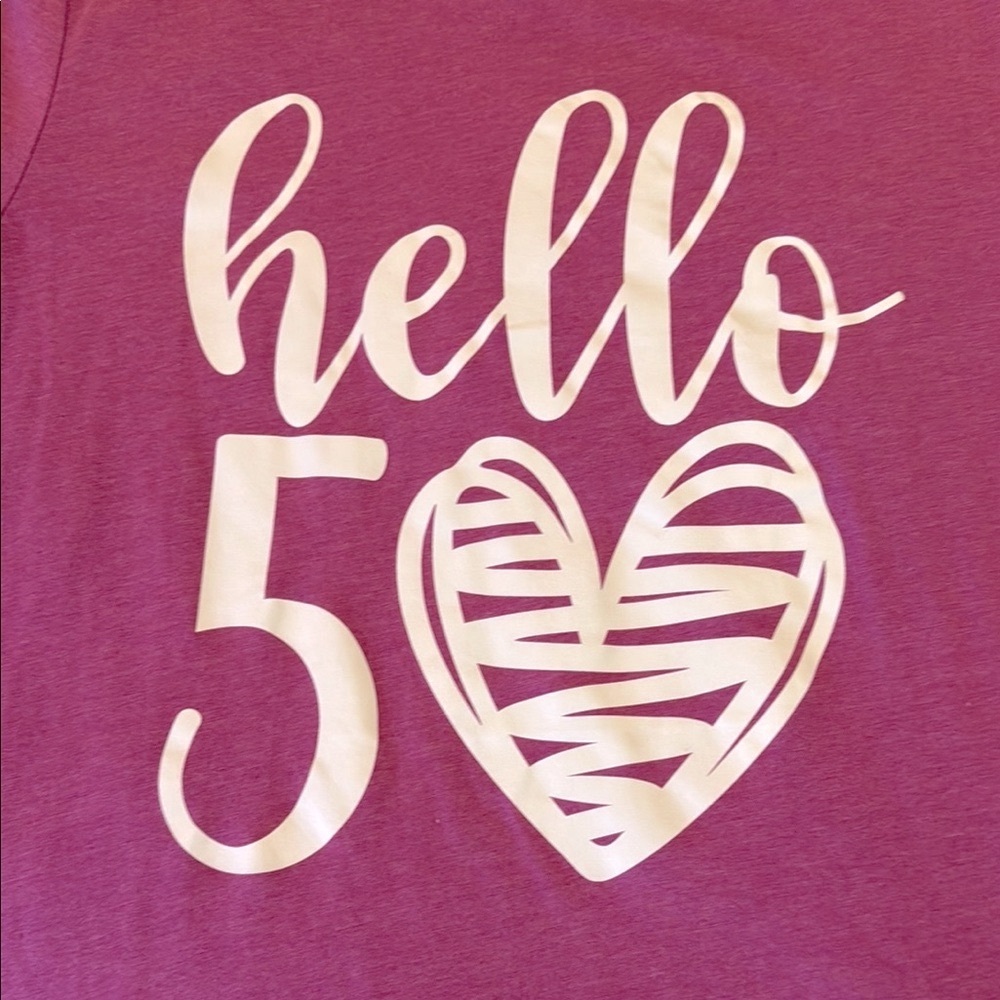Raspberry 'Hello 50' Heart Tee